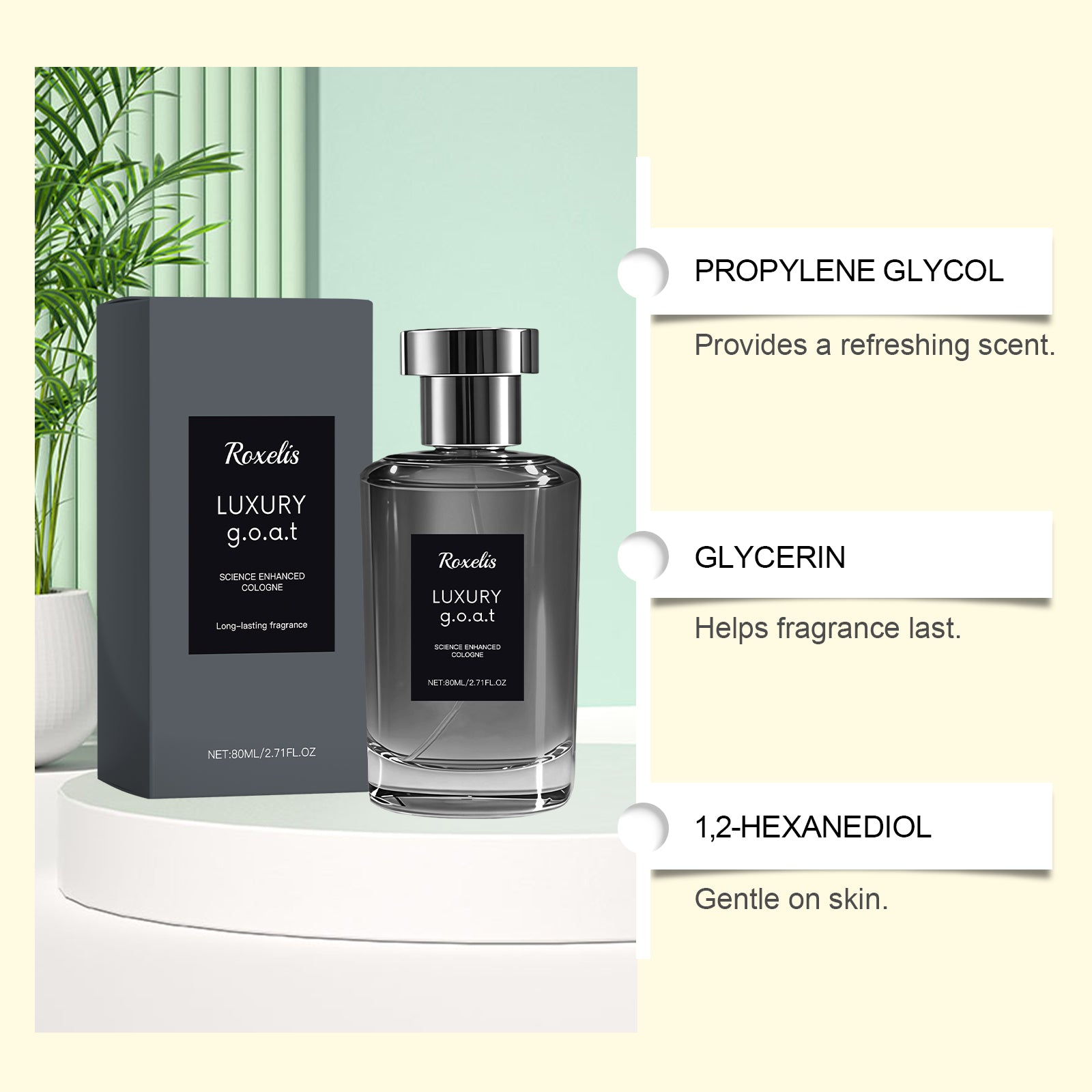 Roxelis Woody Floral Men Perfume, Mellow Neutral Scent, Mature Elegant Fragrance for Dating Daily Use
