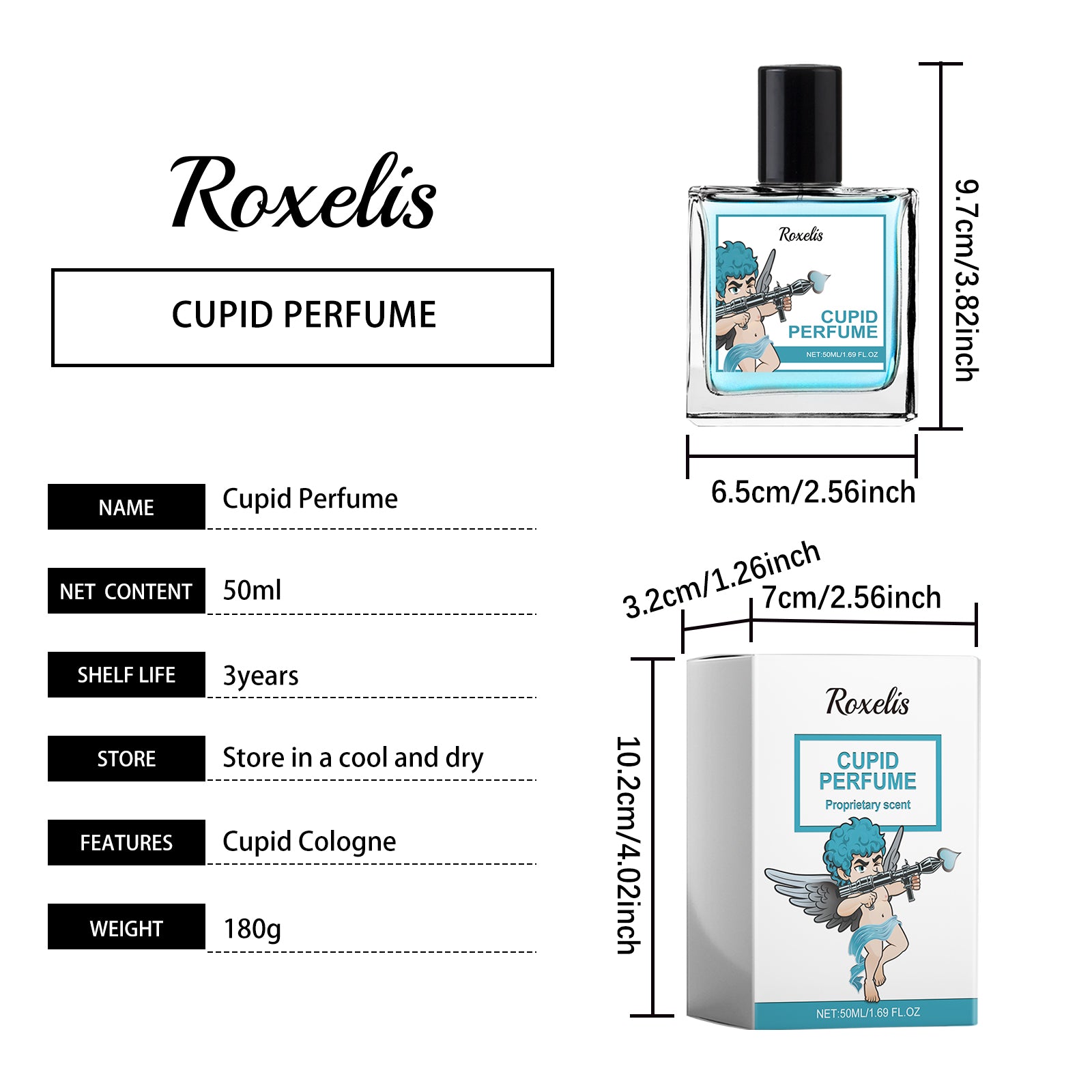Roxelis Cupid Cologne Spray, Mild Elegant Long-lasting Scent, Portable Fragrance for Couple Dates