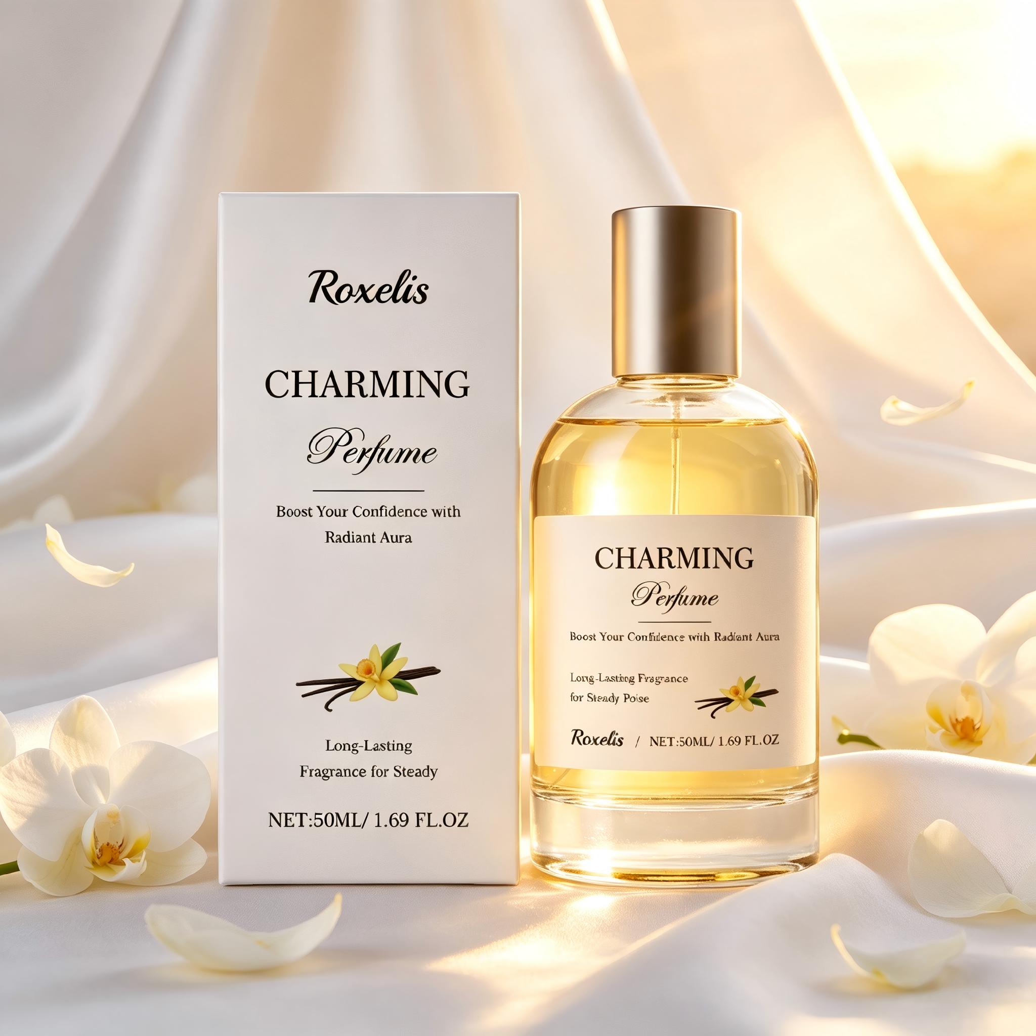 Roxelis Amber Vanilla Perfume Spray, Long Lasting Mild Scent, Refreshing Elegant Daily Fragrance