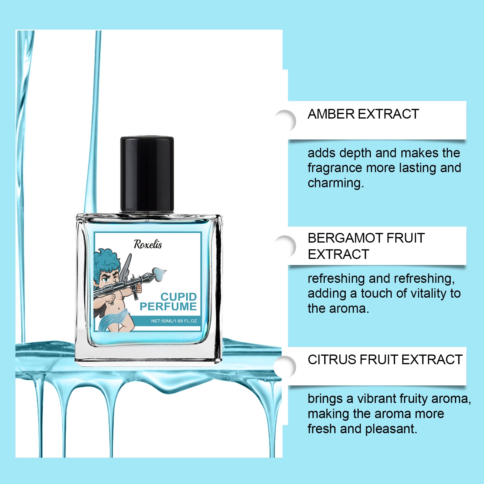 Roxelis Cupid Cologne Spray, Mild Elegant Long-lasting Scent, Portable Fragrance for Couple Dates
