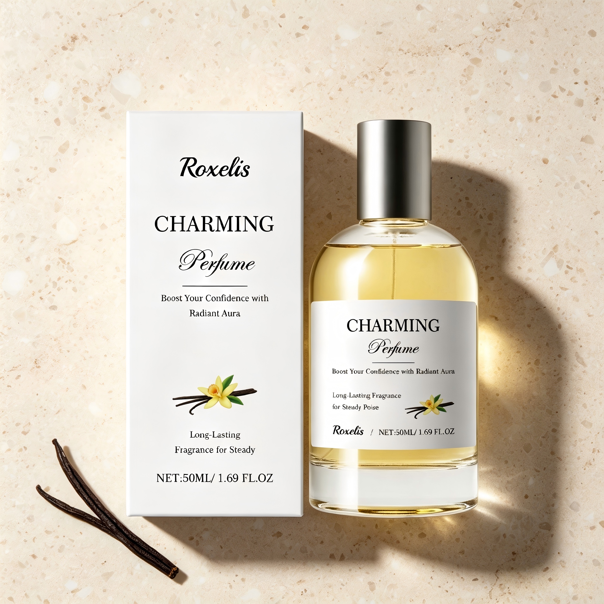 Roxelis Amber Vanilla Perfume Spray, Long Lasting Mild Scent, Refreshing Elegant Daily Fragrance