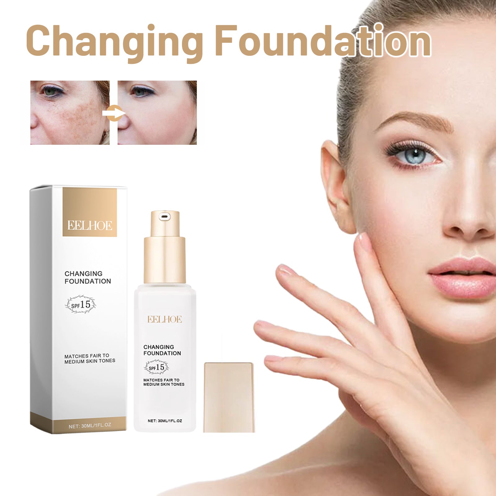 EELHOE Hydra-Luminous Skin Tint – Hydrating, Light-Coverage Foundation with Blurring Finish • Oil-Control & 12-Hour Wear (Vegan, Non-Comedogenic)