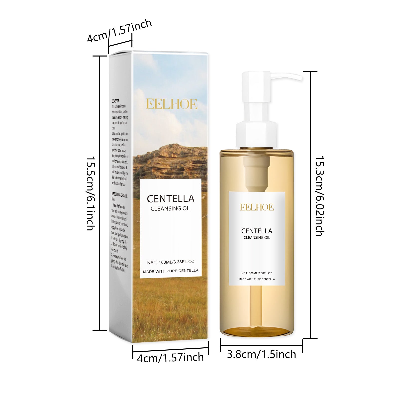 EELHOE Centella Soothing Oil Cleanser – Lightweight, Water-Rinseable Makeup Remover for Face, Eyes & Lips (Vegan, Fragrance-Free, Non-Comedogenic)