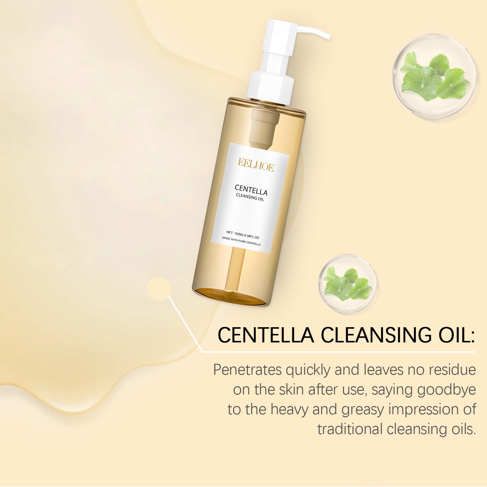 EELHOE Centella Soothing Oil Cleanser – Lightweight, Water-Rinseable Makeup Remover for Face, Eyes & Lips (Vegan, Fragrance-Free, Non-Comedogenic)
