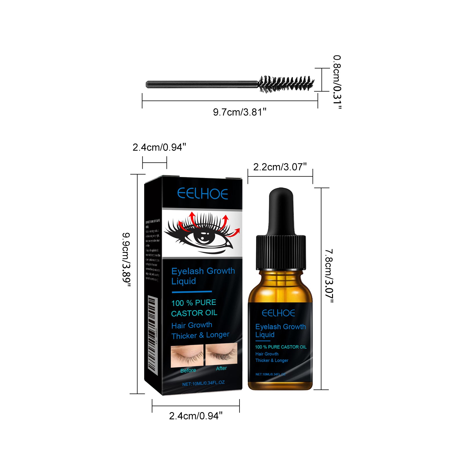 EELHOE Castor Oil Mascara – Natural, Full Volume, Long Wear, Gentle & Hydrating Lash Enhancer
