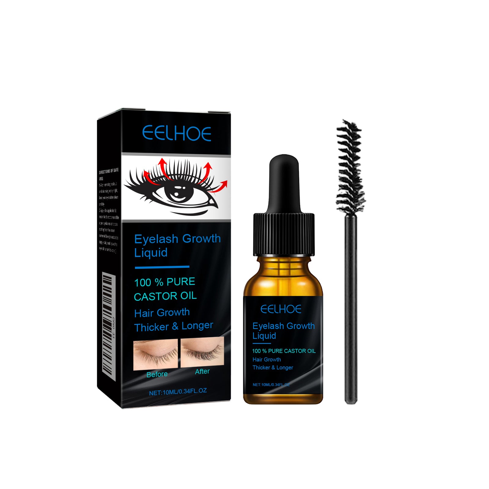 EELHOE Castor Oil Mascara – Natural, Full Volume, Long Wear, Gentle & Hydrating Lash Enhancer
