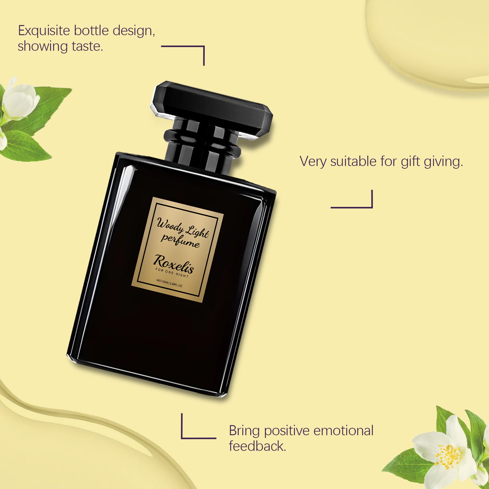 Roxelis Woody Cologne, Long-lasting Fresh Light Scent, Premium Portable Fragrance for Business