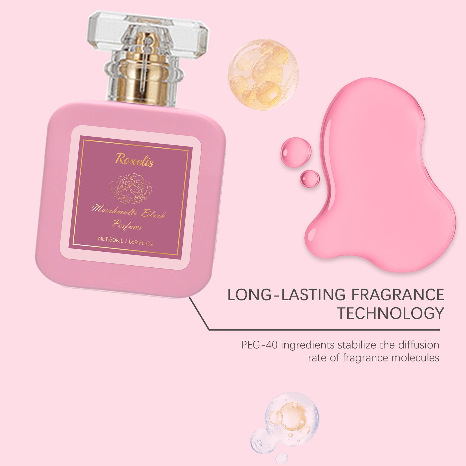 Roxelis Strawberry Candy Perfume, Sweet Vivid Long-lasting Scent, Portable Fragrance for Dating & Daily Use