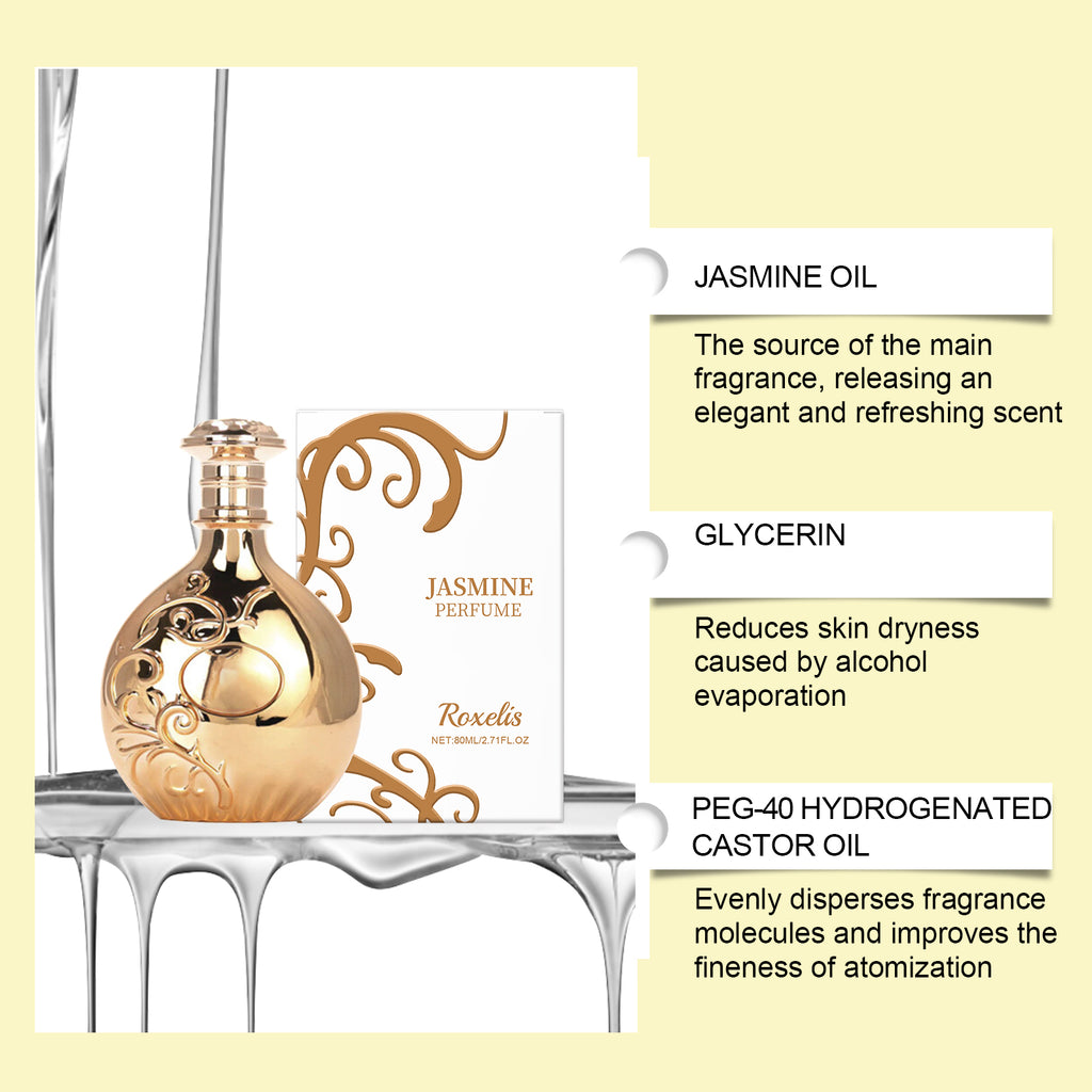 Roxelis Luxury Floral Perfume, Lasting Jasmine Scent, Confidence Boost Portable Fragrance