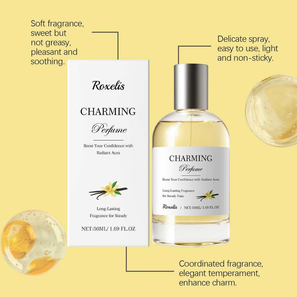 Roxelis Amber Vanilla Perfume Spray, Long Lasting Mild Scent, Refreshing Elegant Daily Fragrance