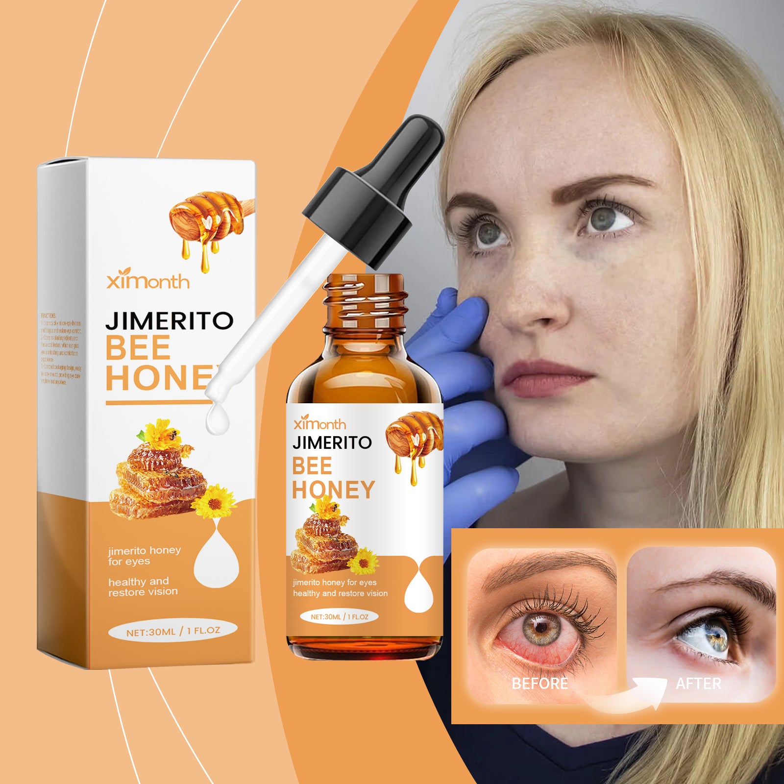 Ximonth Honey Eye Comfort Mist – Refreshing & Moisturizing Eye Area Spray for Dry & Tired Eyes