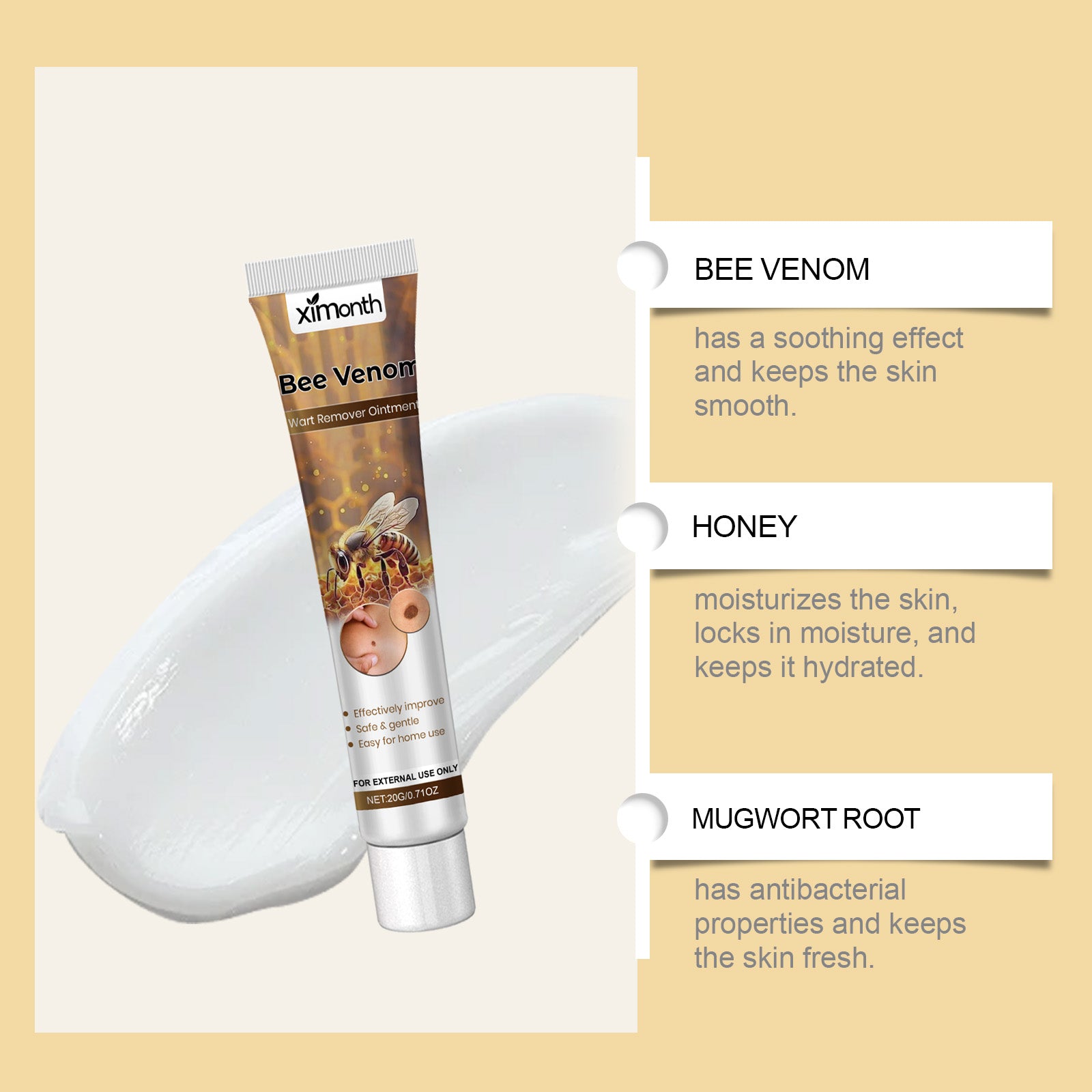 Ximonth Natural Bee Venom Skin Ointment – Daily Gentle Care for Smooth & Hydrated Body Skin