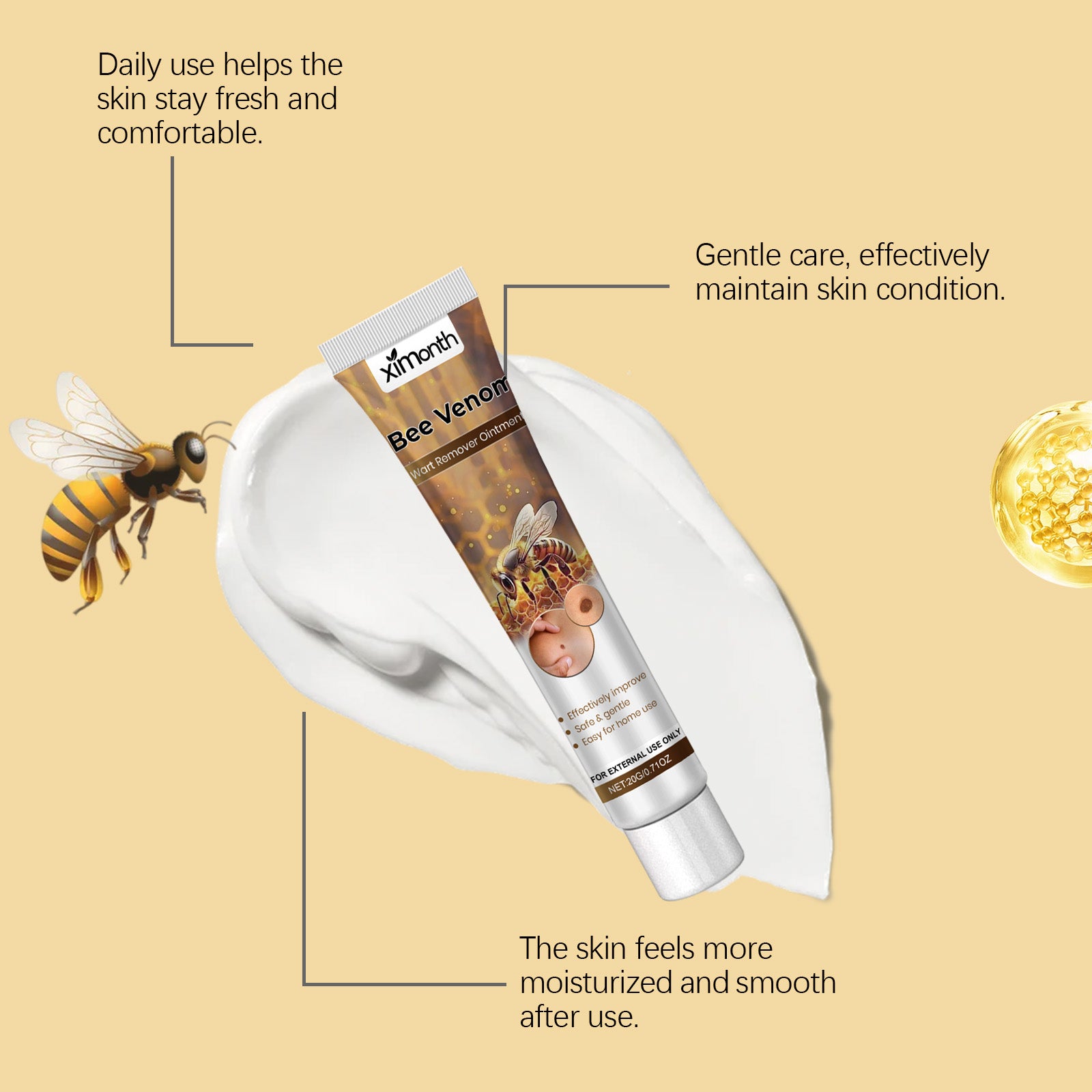 Ximonth Natural Bee Venom Skin Ointment – Daily Gentle Care for Smooth & Hydrated Body Skin