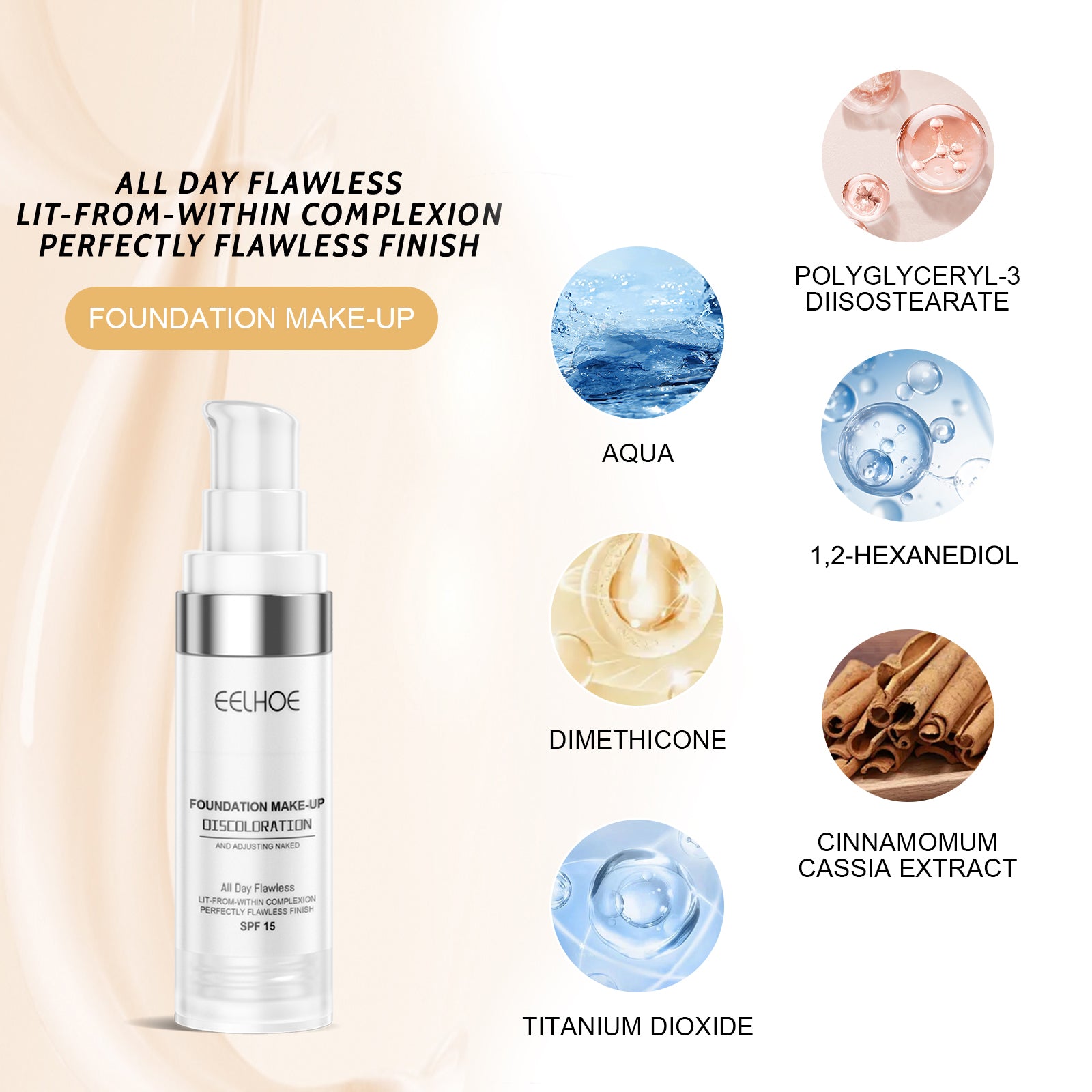 EELHOE Color-Adapting Concealer Foundation – Full-Coverage, Hydrating & Long-Wear