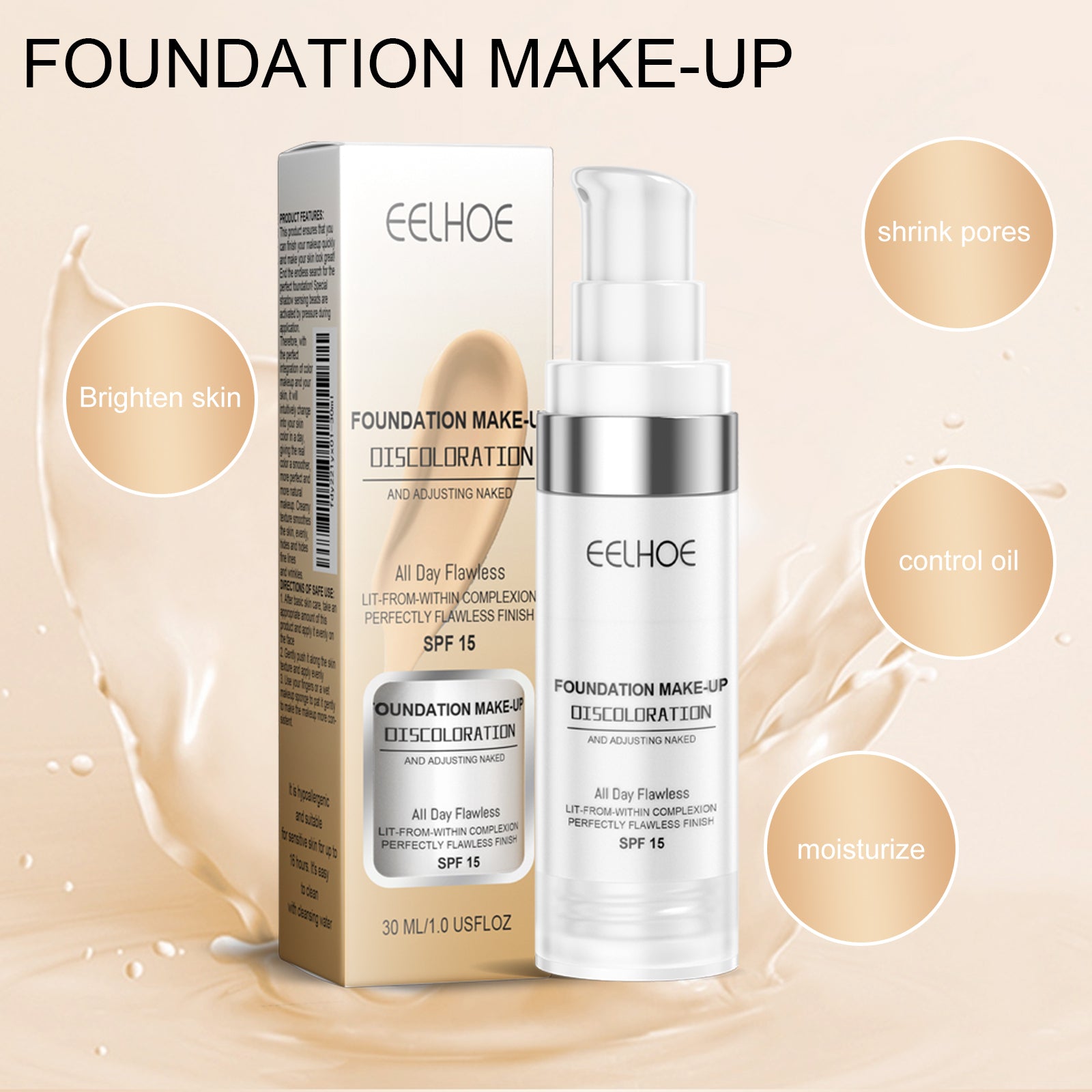 EELHOE Color-Adapting Concealer Foundation – Full-Coverage, Hydrating & Long-Wear
